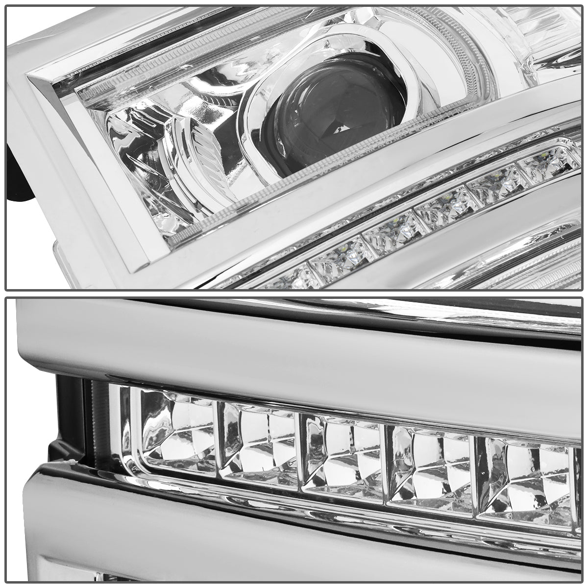 LED DRL Projector Headlights<br>14-15 Chevy Silverado 1500