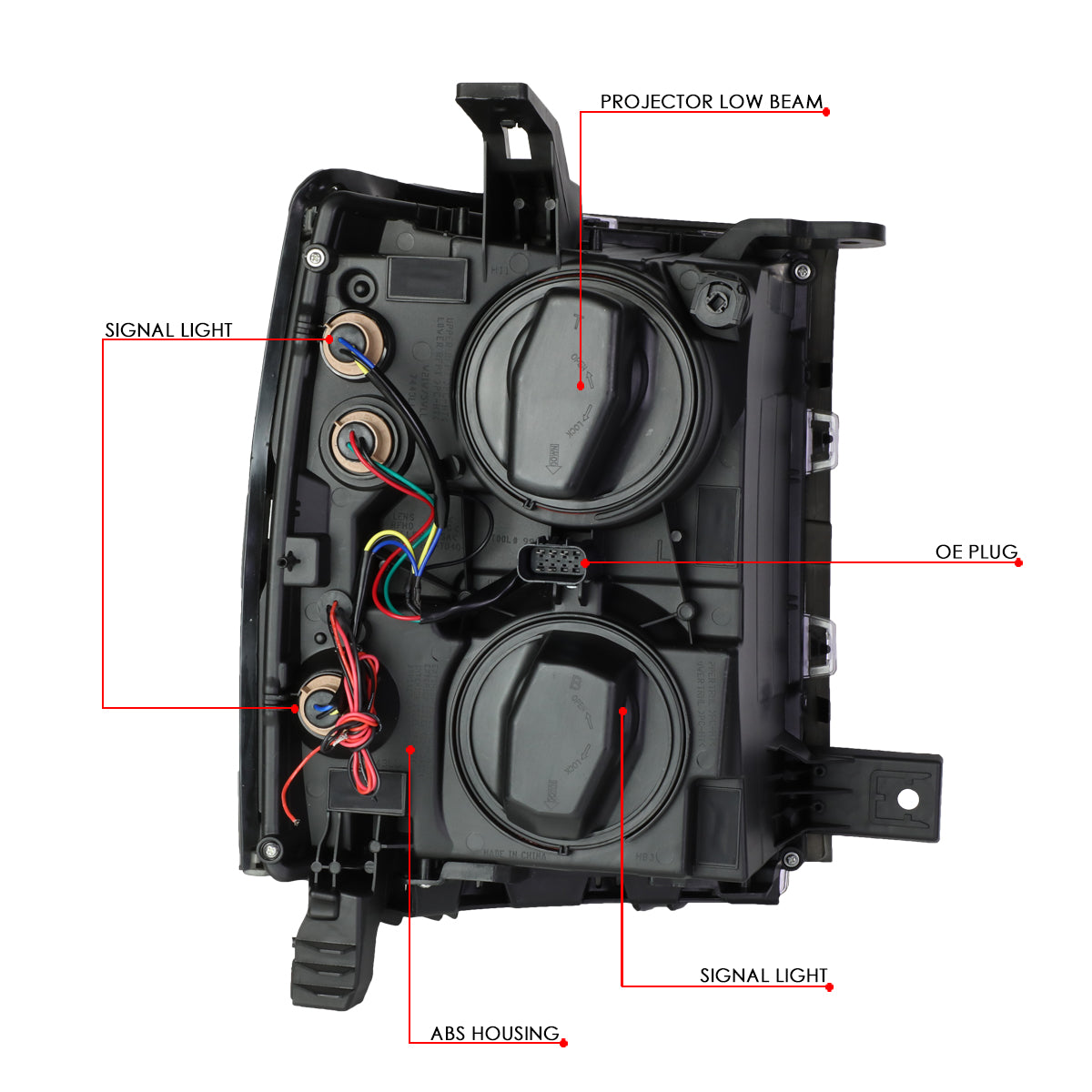 LED DRL Projector Headlights<br>14-15 Chevy Silverado 1500