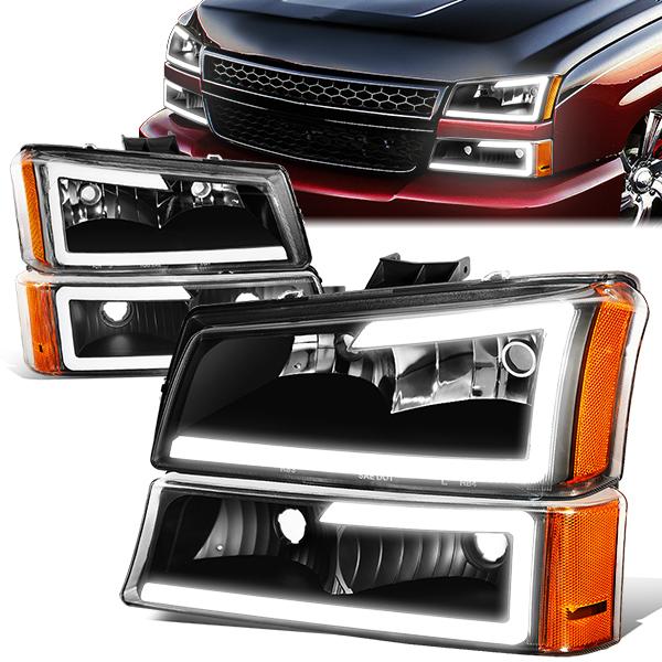 LED DRL Headlights<br>03-06 Chevy Avalanche Silverado 1500-3500 / HD