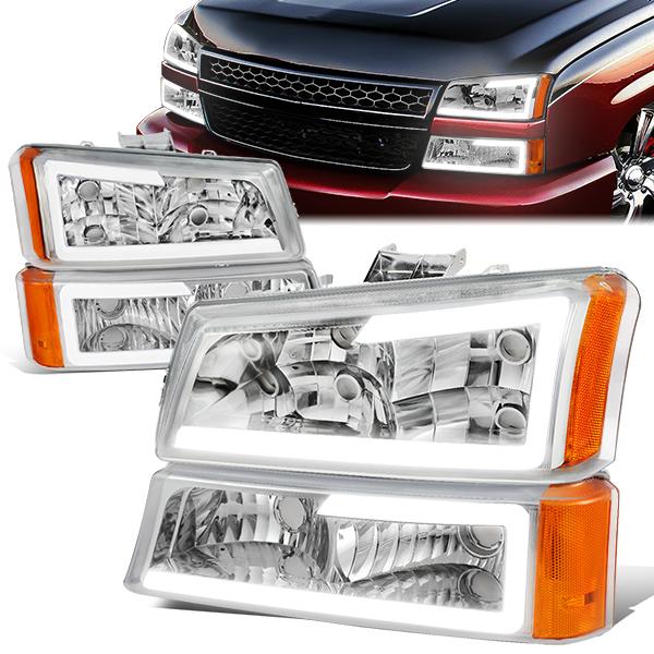 LED DRL Headlights<br>03-06 Chevy Avalanche Silverado 1500-3500 / HD