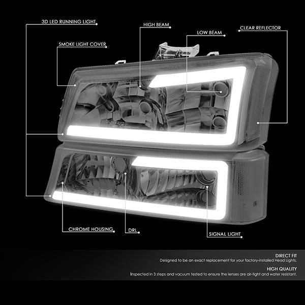 LED DRL Headlights<br>03-06 Chevy Avalanche Silverado 1500-3500 / HD