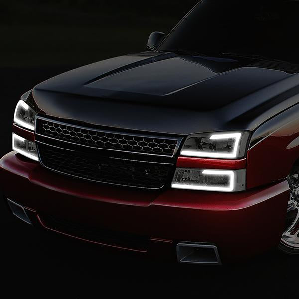 LED DRL Headlights<br>03-06 Chevy Avalanche Silverado 1500-3500 / HD