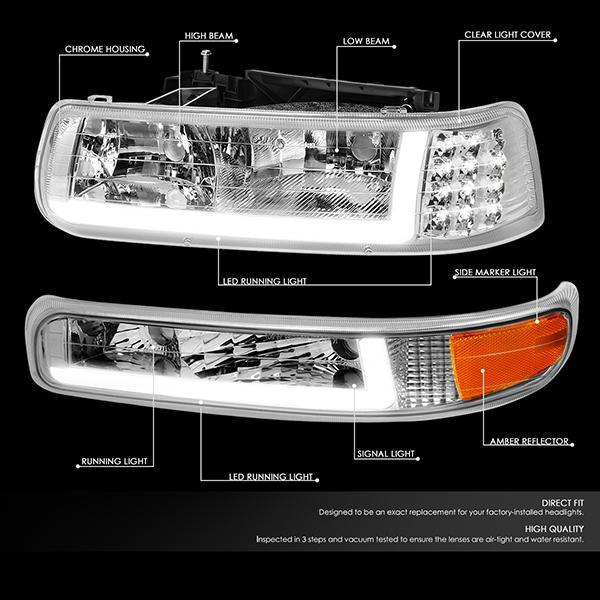 LED DRL Headlights<br>99-02 Chevy Silverado 1500 2500, 00-06 Suburban Tahoe