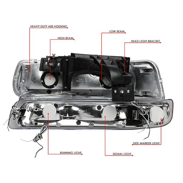 LED DRL Headlights<br>99-02 Chevy Silverado 1500 2500, 00-06 Suburban Tahoe