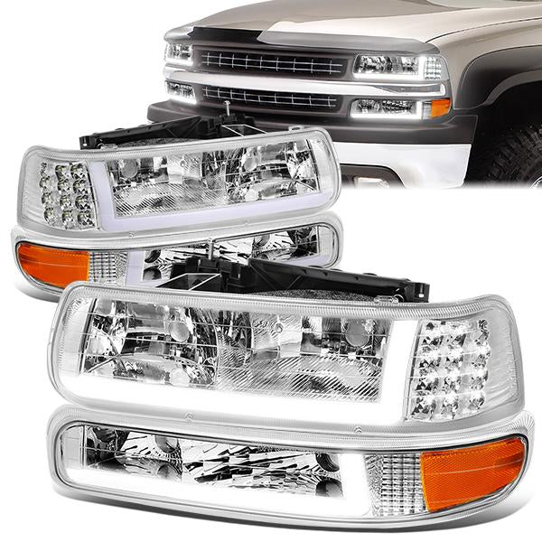 LED DRL Headlights<br>99-02 Chevy Silverado 1500 2500, 00-06 Suburban Tahoe