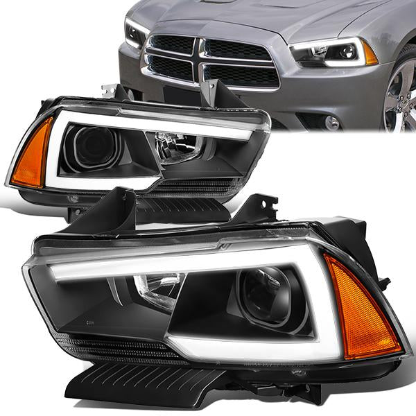 LED DRL Projector Headlights<br>11-14 Dodge Charger