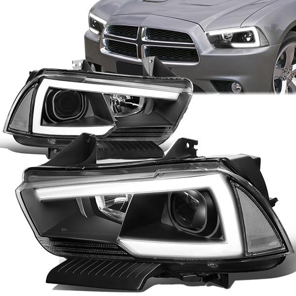 LED DRL Projector Headlights<br>11-14 Dodge Charger