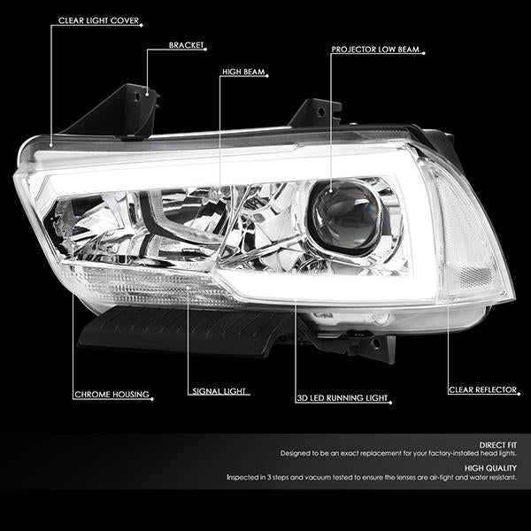 LED DRL Projector Headlights<br>11-14 Dodge Charger