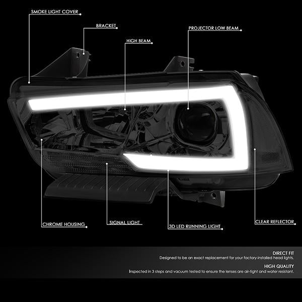 LED DRL Projector Headlights<br>11-14 Dodge Charger