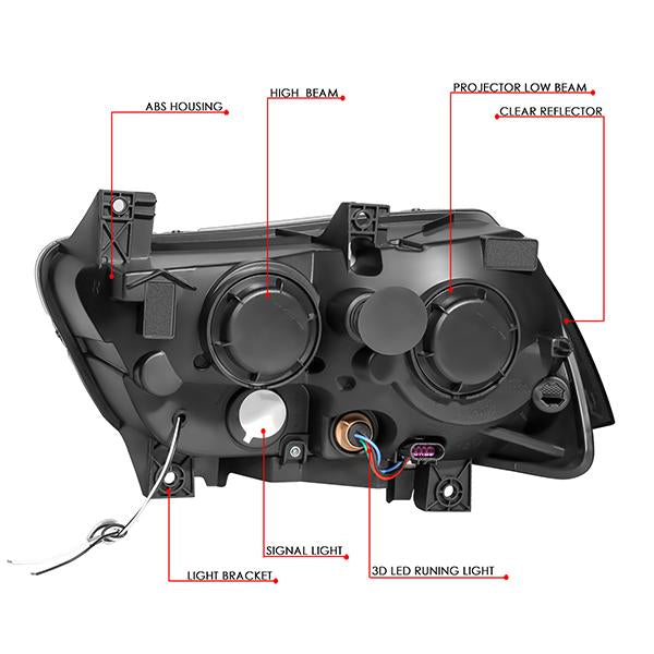 LED DRL Projector Headlights<br>11-14 Dodge Charger