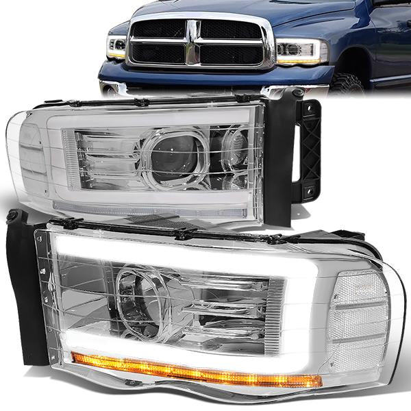 LED DRL Sequential Projector Headlights<br>02-05 Dodge Ram 1500 2500 3500