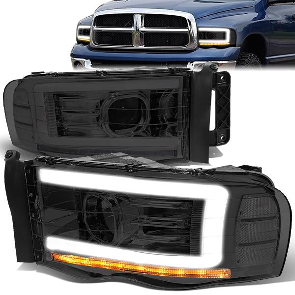 LED DRL Sequential Projector Headlights<br>02-05 Dodge Ram 1500 2500 3500