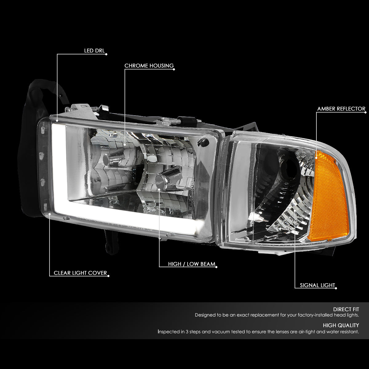 LED DRL Headlights<br>94-02 Dodge Ram 1500 2500 3500