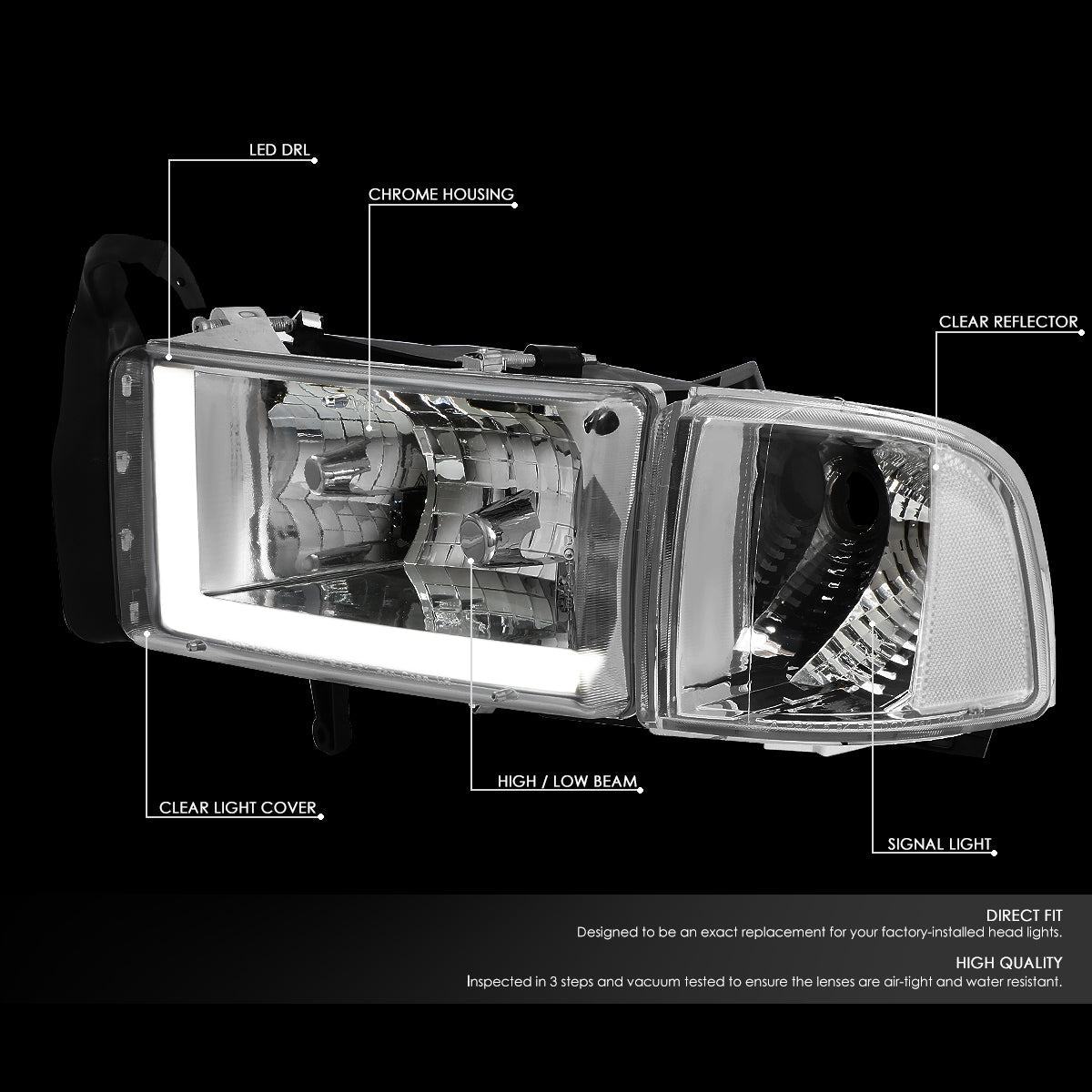 LED DRL Headlights<br>94-02 Dodge Ram 1500 2500 3500