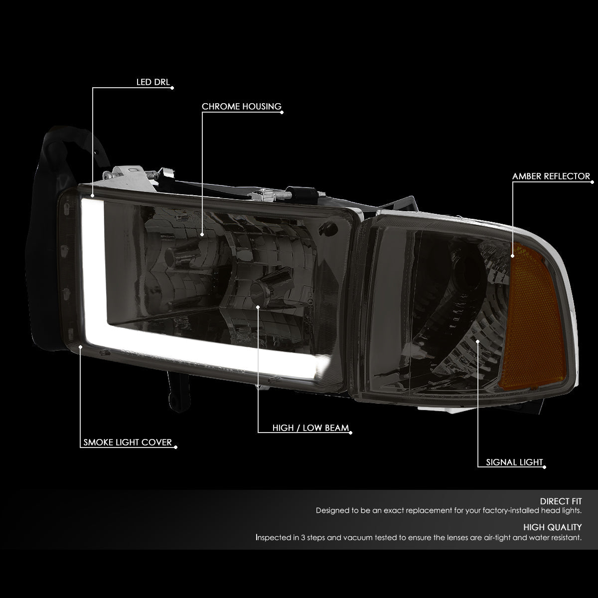 LED DRL Headlights<br>94-02 Dodge Ram 1500 2500 3500