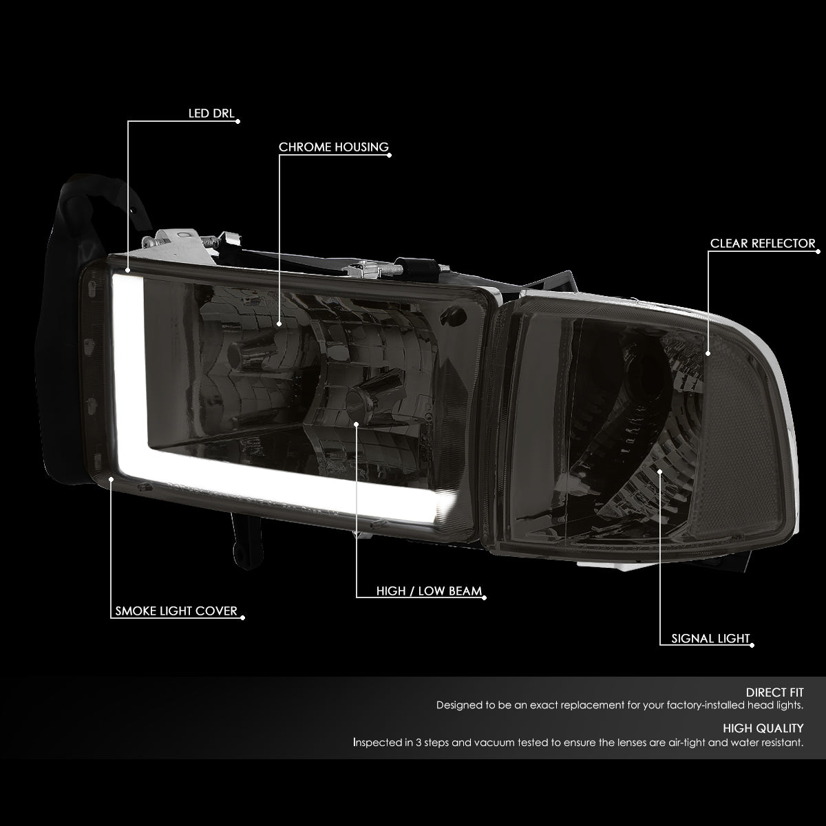 LED DRL Headlights<br>94-02 Dodge Ram 1500 2500 3500