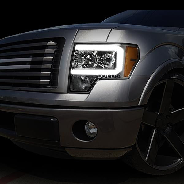 LED DRL Projector Headlights<br>09-14 Ford F-150