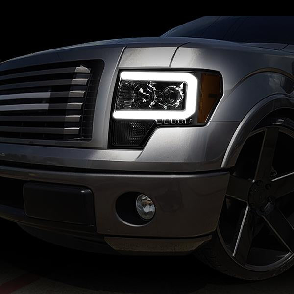 LED DRL Projector Headlights<br>09-14 Ford F-150