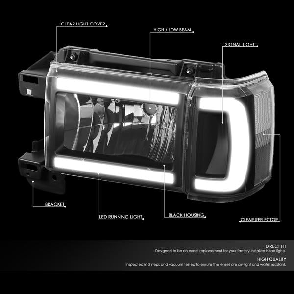 LED DRL Headlights<br>87-91 FORD F150 F250 F350 Bronco