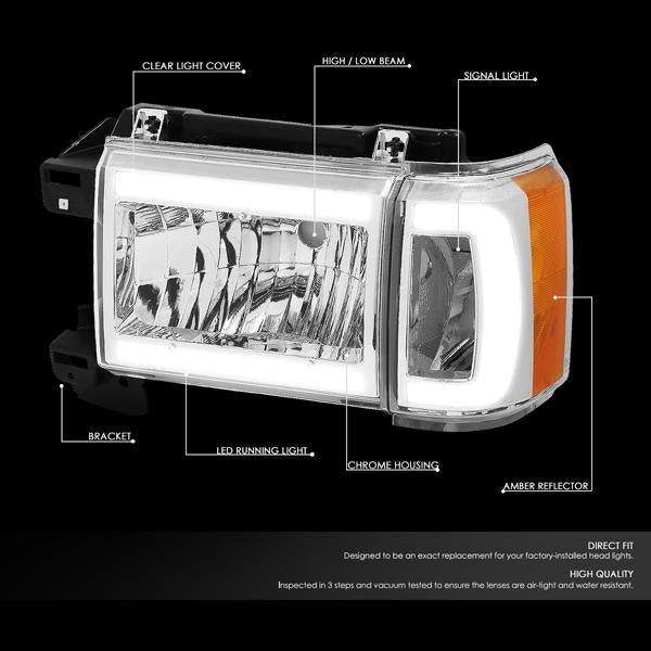 LED DRL Headlights<br>87-91 FORD F150 F250 F350 Bronco