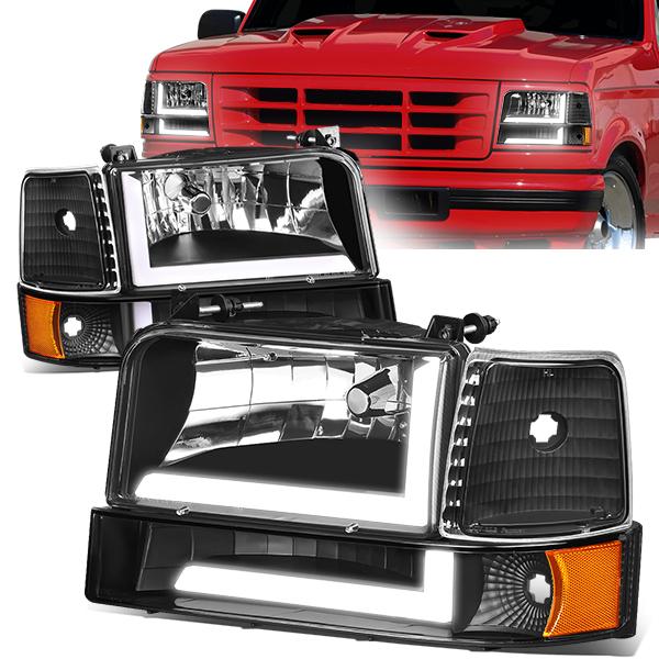 LED DRL Headlights<br>92-96 Ford F-150 F-250 F-350 Bronco