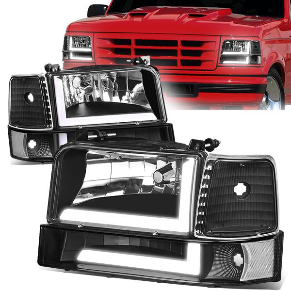 LED DRL Headlights<br>92-96 Ford F-150 F-250 F-350 Bronco