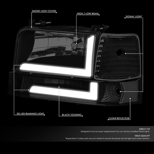 LED DRL Headlights<br>92-96 Ford F-150 F-250 F-350 Bronco