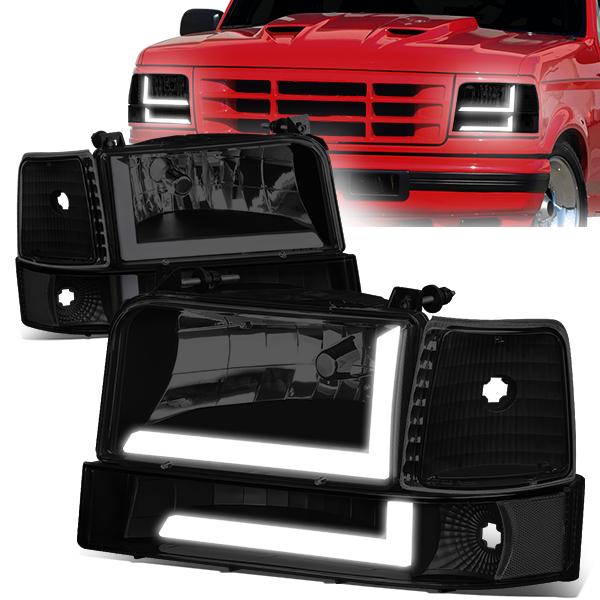 LED DRL Headlights<br>92-96 Ford F-150 F-250 F-350 Bronco