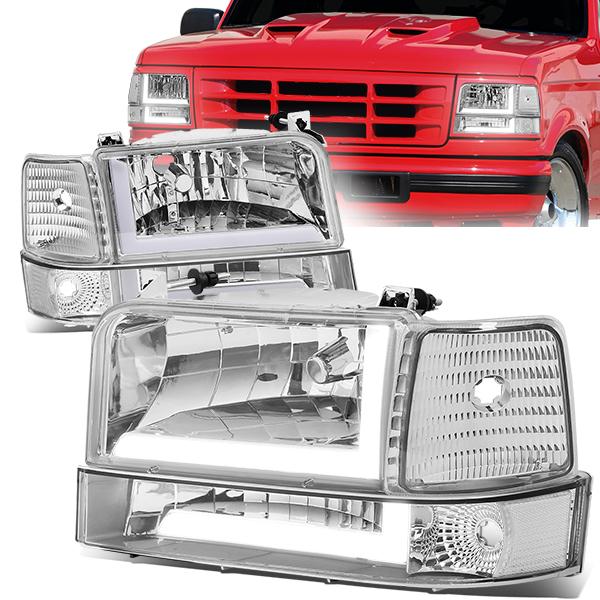 LED DRL Headlights<br>92-96 Ford F-150 F-250 F-350 Bronco