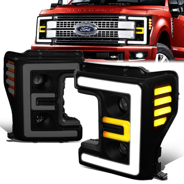 LED DRL Projector Headlights<br>17-19 Ford F-250 F-350 F-450 F-550 Super Duty