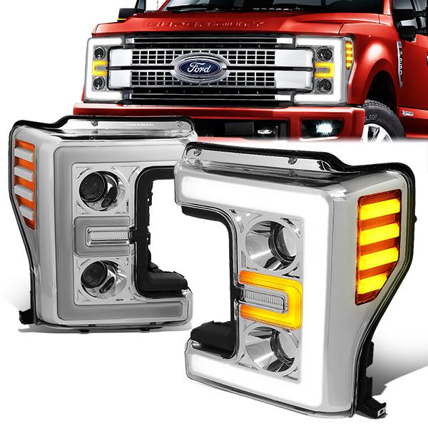 LED DRL Projector Headlights<br>17-19 Ford F-250 F-350 F-450 F-550 Super Duty