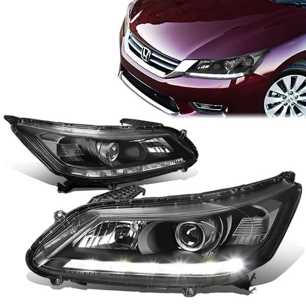 LED DRL Projector Headlights<br>13-15 Honda Accord