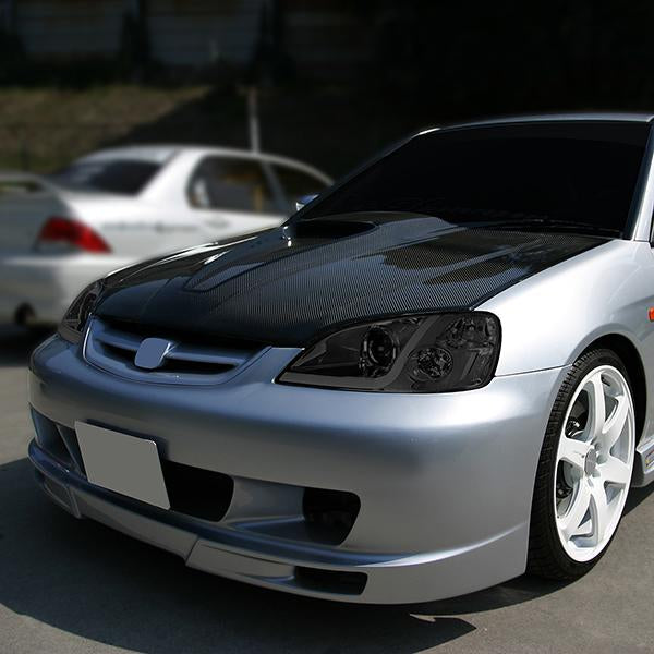 LED DRL Projector Headlights<br>01-03 Honda Civic Coupe/ Sedan