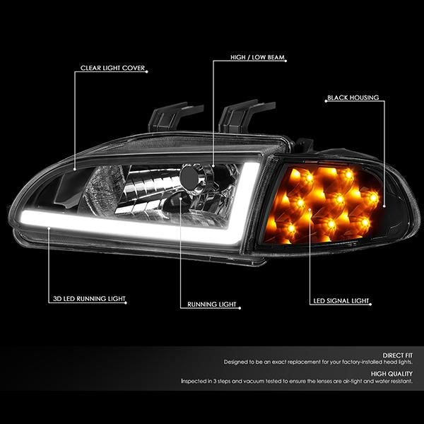 LED DRL Headlights<br>92-95 Honda Civic Coupe/ Hatchback