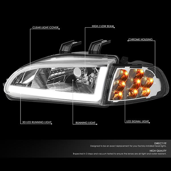 LED DRL Headlights<br>92-95 Honda Civic Coupe/ Hatchback