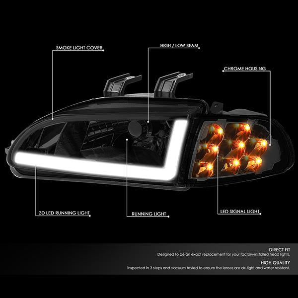 LED DRL Projector Headlights<br>92-95 Honda Civic Coupe/ Hatchback