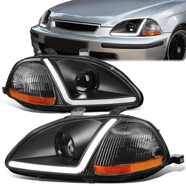 LED DRL Projector Headlights<br>96-98 Honda Civic