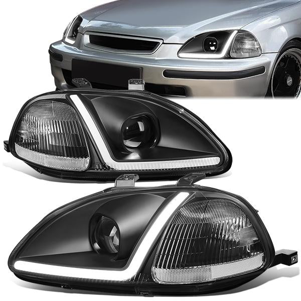 LED DRL Projector Headlights<br>96-98 Honda Civic