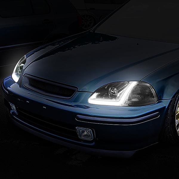 LED DRL Projector Headlights<br>96-98 Honda Civic