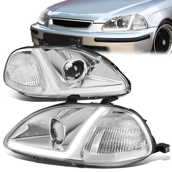 LED DRL Projector Headlights<br>96-98 Honda Civic