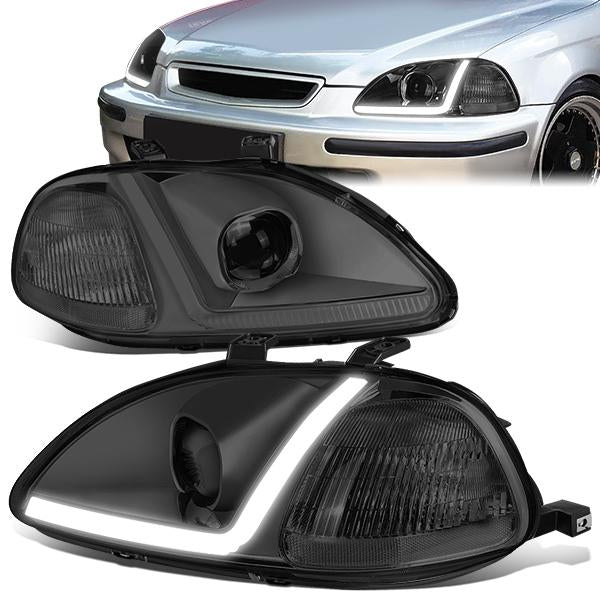 LED DRL Projector Headlights<br>96-98 Honda Civic