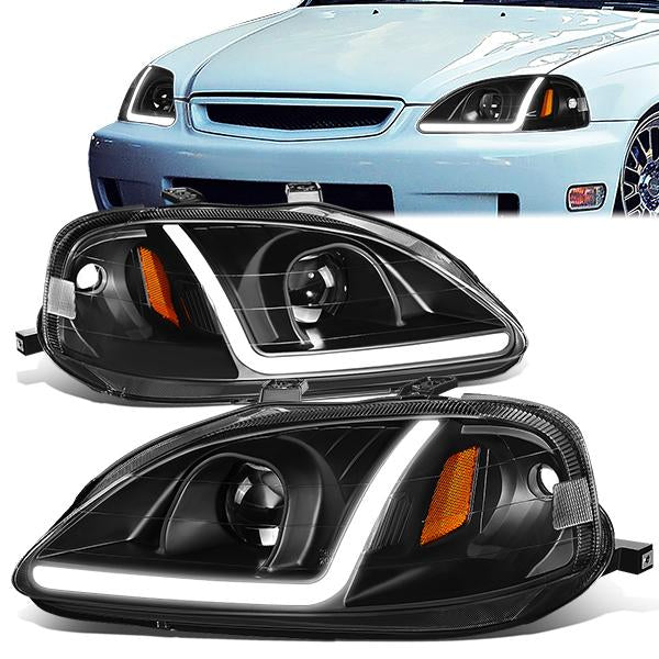 LED DRL Projector Headlights<br>99-00 Honda Civic