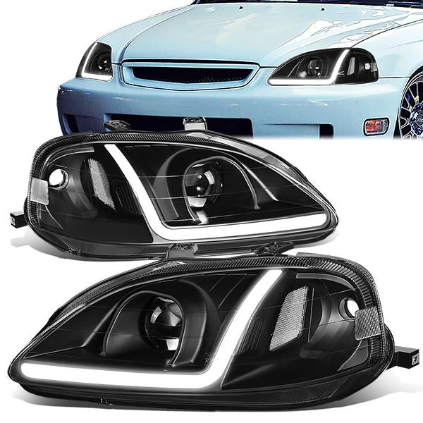 LED DRL Projector Headlights<br>99-00 Honda Civic