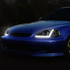 LED DRL Projector Headlights<br>99-00 Honda Civic