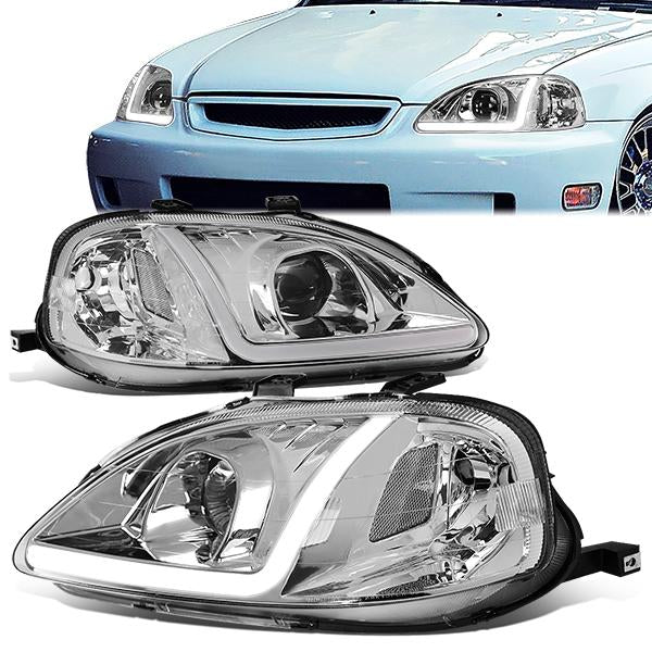 LED DRL Projector Headlights<br>99-00 Honda Civic