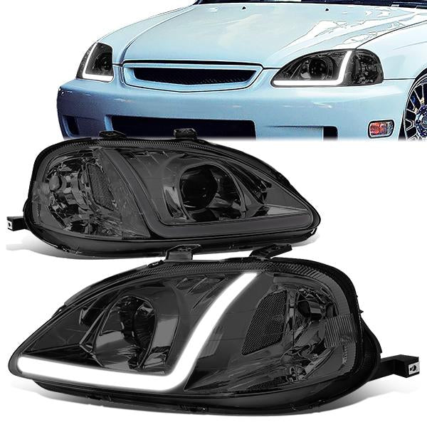 LED DRL Projector Headlights<br>99-00 Honda Civic