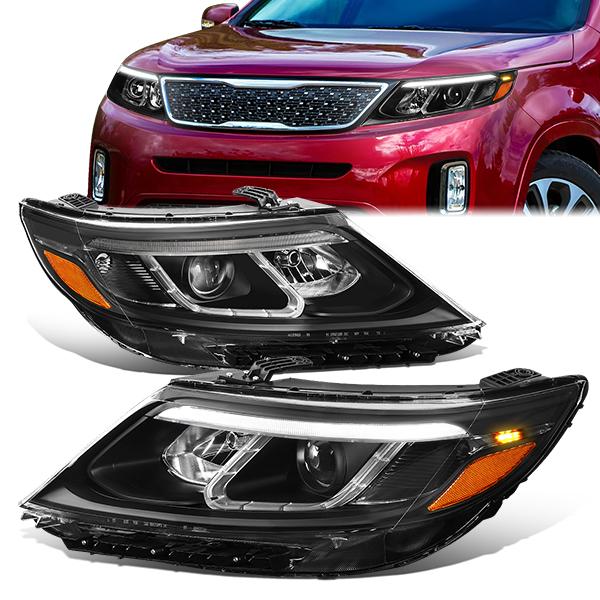 LED DRL Projector Headlights<br>14-15 Kia Sorento EX/ SX