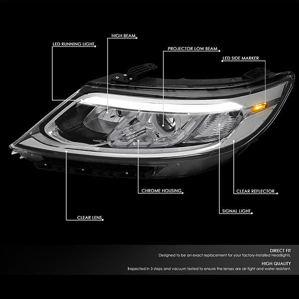 LED DRL Projector Headlights<br>14-15 Kia Sorento EX/ SX