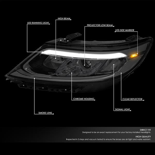 LED DRL Projector Headlights<br>14-15 Kia Sorento EX/ SX