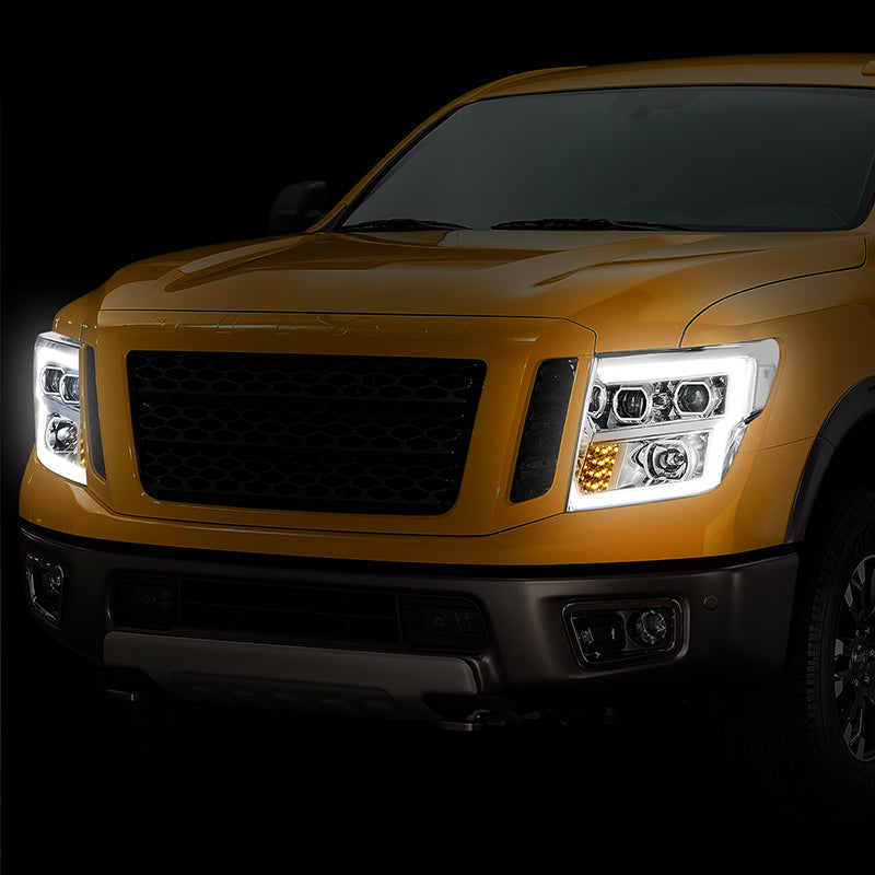 LED DRL Projector Headlights<br>16-22 Nissan Titan XD